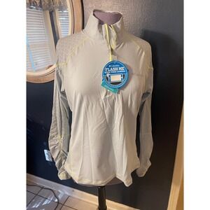 NWT Columbia Trail Flash Half Zip Long Sleeve Women's XL TG Light gray Omni Wick